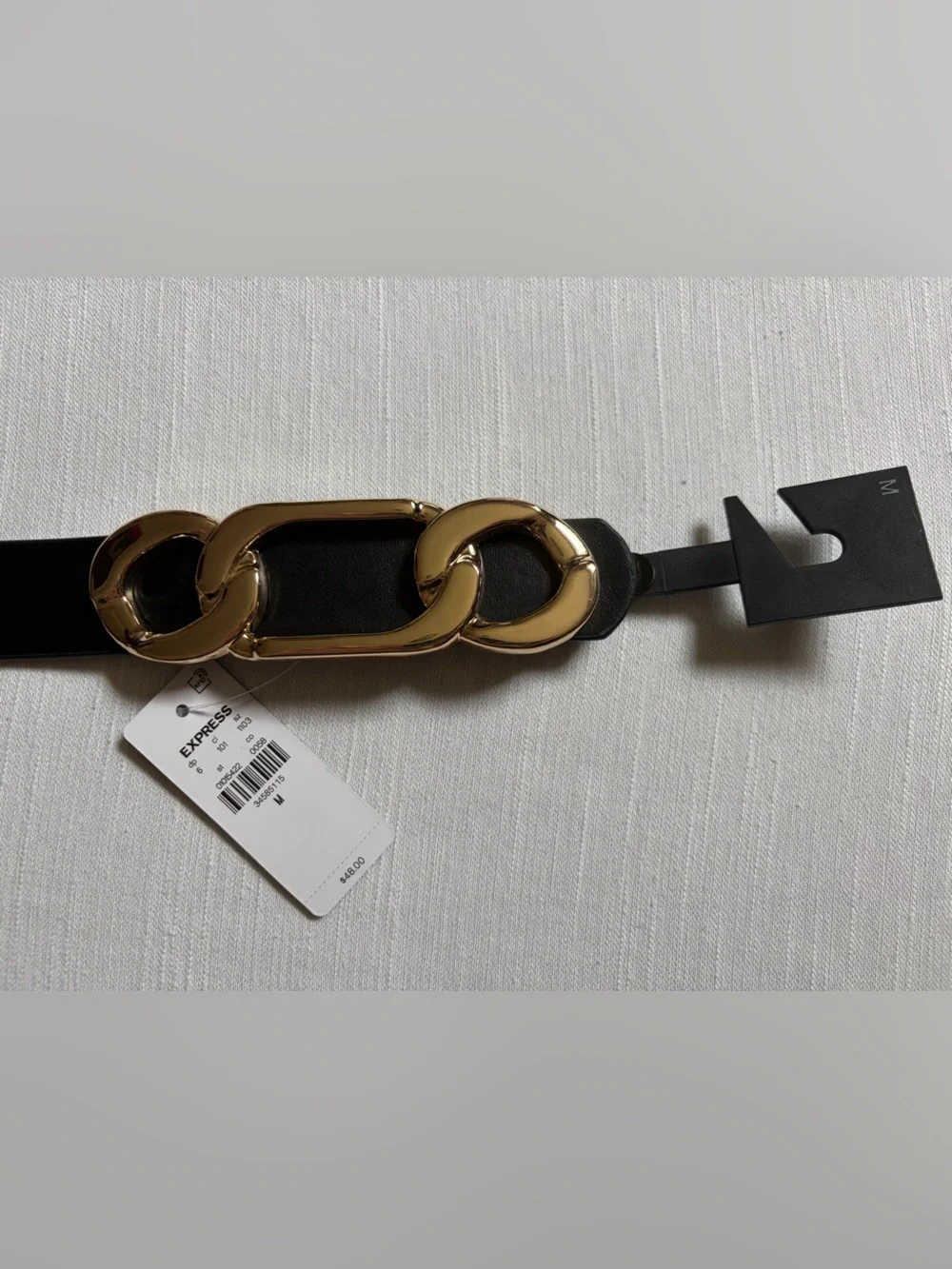 Express Black Belt with Gold Chain-Link Accent